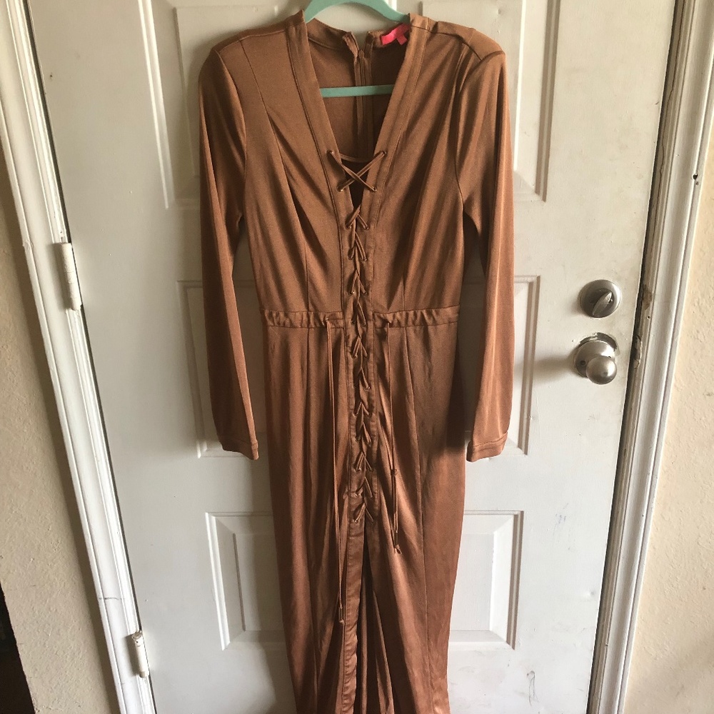 Copper crossbody gown